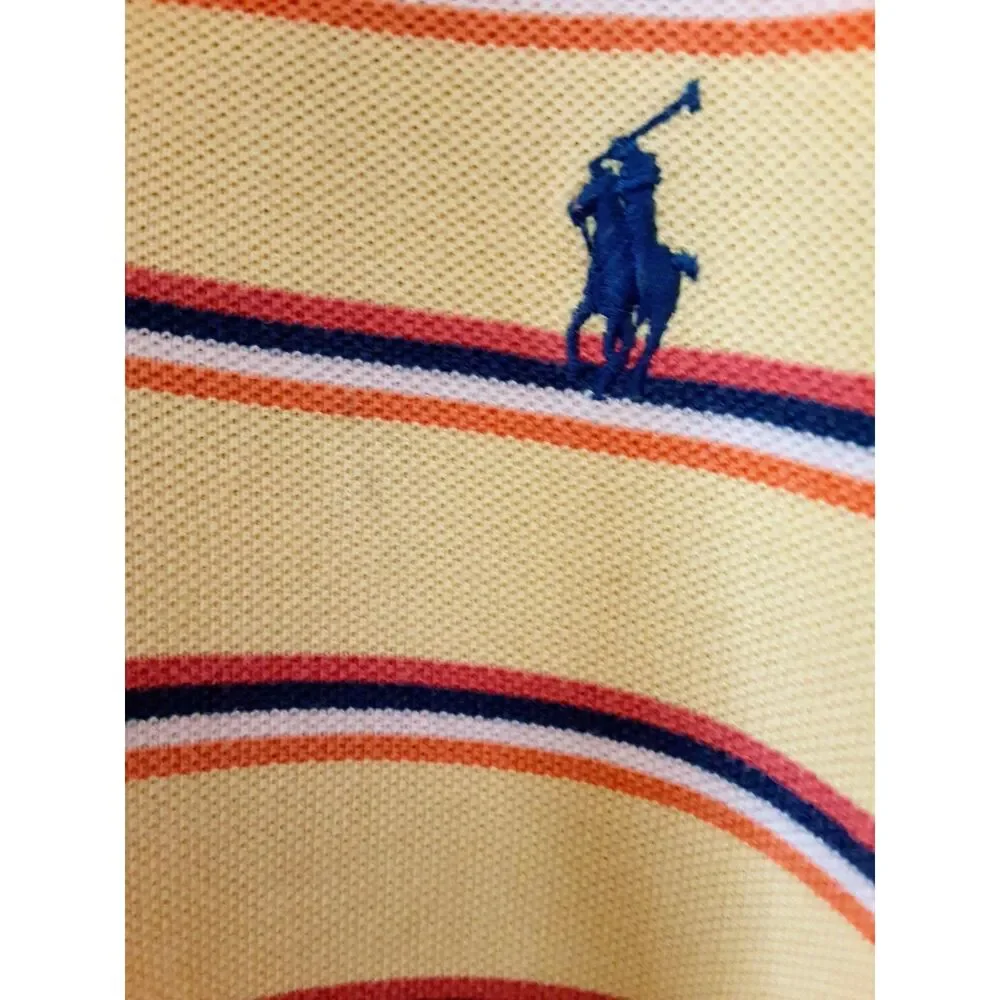 Vintage Ralph Lauren Polo Shirt Mens XL Yellow Striped Americana Preppy 90s
